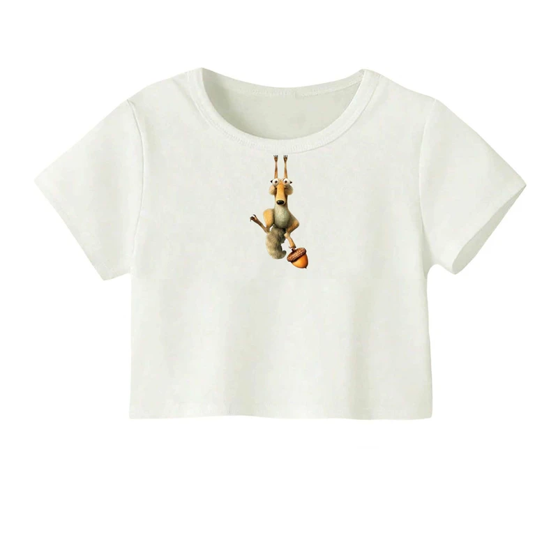 کراپ‌ تی‌شرت آستین کوتاه زنانه مدل عصر یخبندان