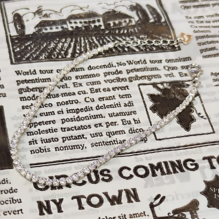 دستبند تنیسی نقره زنانه مدل  سنگ برلیان کد 1400