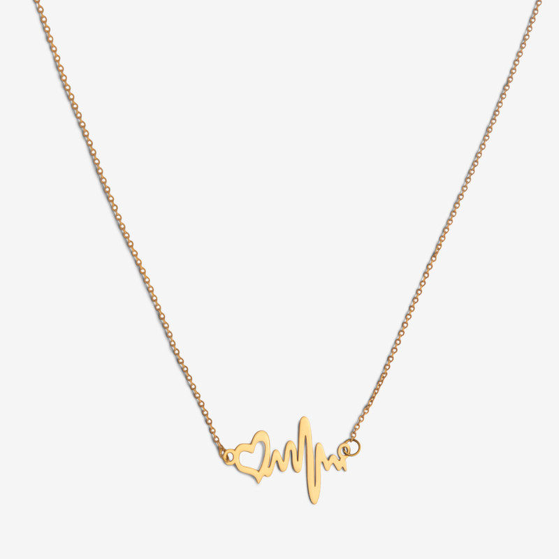 گردنبند طلا 18 عیار زنانه با زنجیر حلقه‌ای (فلامینگو) وی گالری مدل ضربان قلب کد NB7088