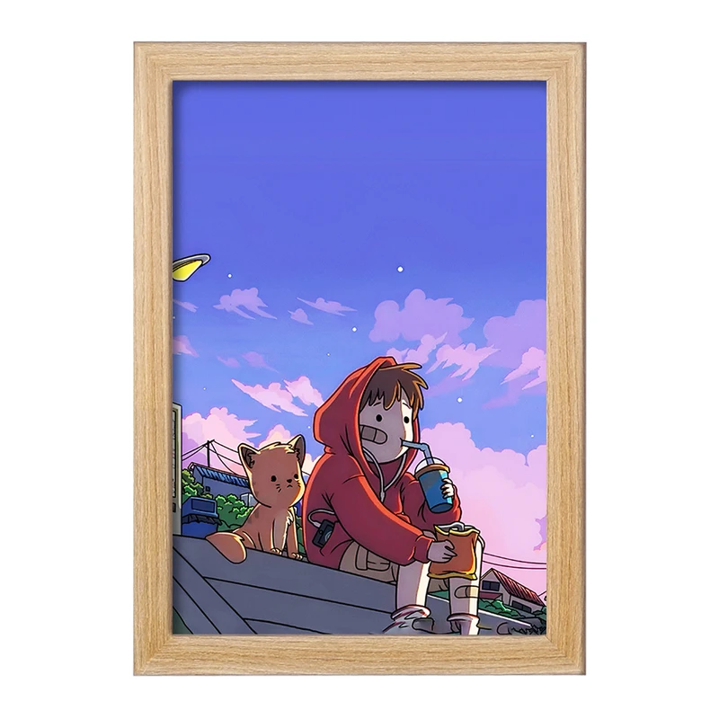 تابلو خندالو مدل پسر و گربه کد F4707