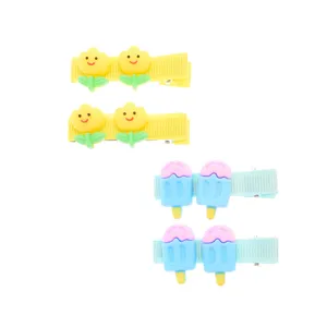 گیره مو دخترانه دلنار گالری مدل بستنی و گل خندان مجموعه 4 عددی