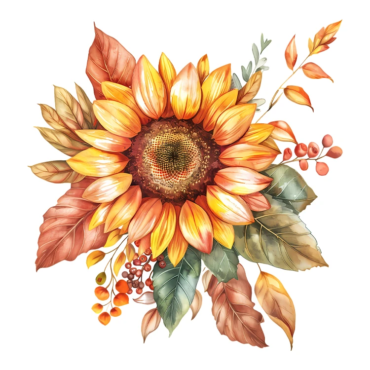 استیکر پارچه و لباس پاد آفرین مدل گل آفتابگردان کد S5483