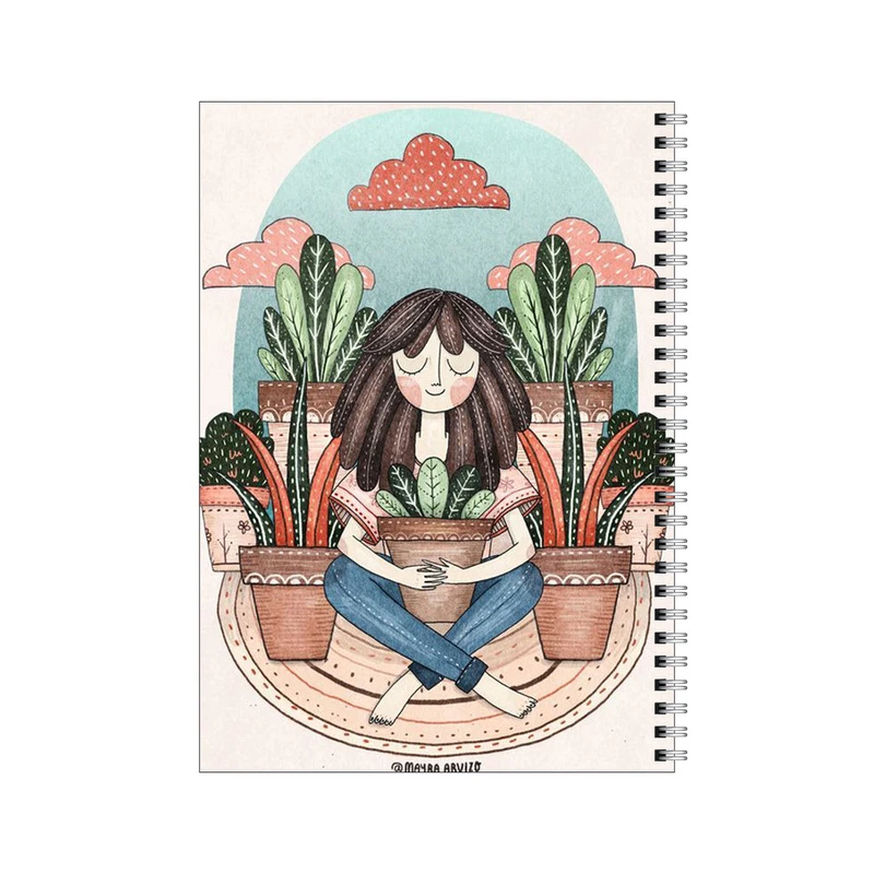 دفتر مشق 100 برگ بامبیلیپ طرح دختر و گلدانهایش کد 3223115