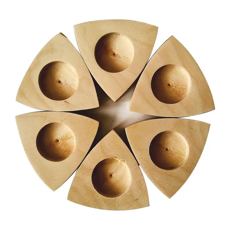 جاشمعی چوبی طرح هندسی مجموعه شش عددی