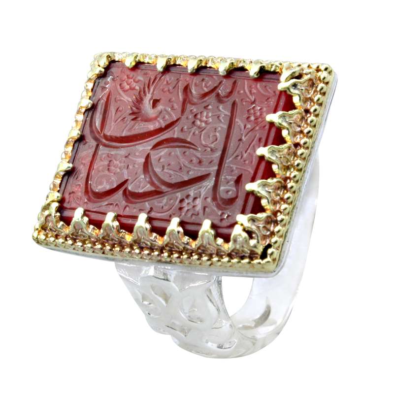 انگشتر نقره مردانه مدل عقیق خطی کد a71