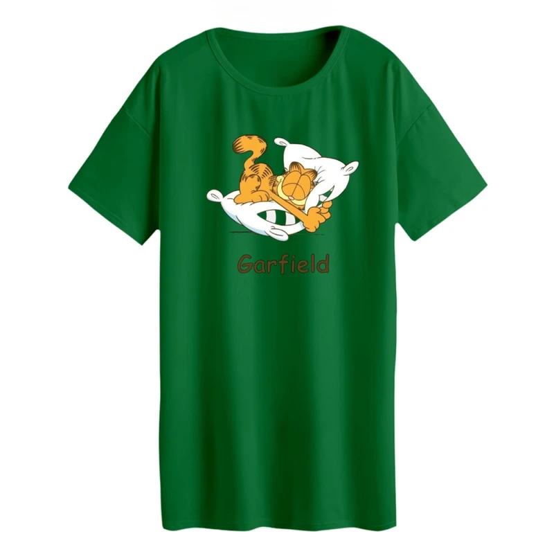 تی شرت لانگ زنانه مدل گارفیلد و بالشت