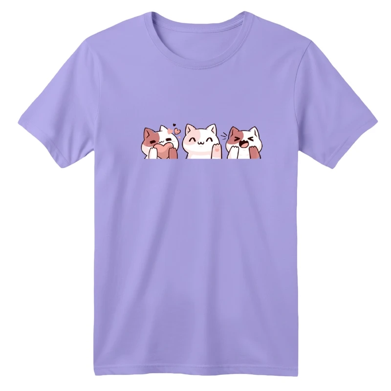 تی‌شرت آستین کوتاه لانگ یقه گرد بچگانه مدل سه گربه