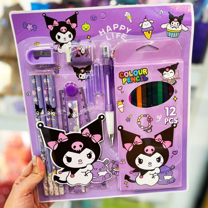 بسته لوازم تحریر مدل کرومی کد 03 مجموعه 17 عددی