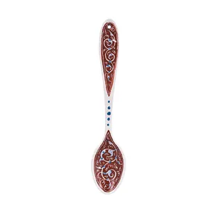 قاشق چای خوری مسی میناکاری شده اثر نادری طرح اسلیمی