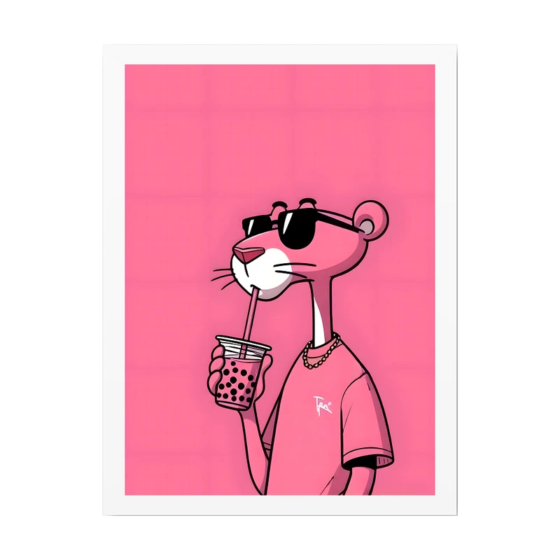 تابلو مدل دکوراتیو طرح پلنگ صورتی کد 1140 فریم سفید