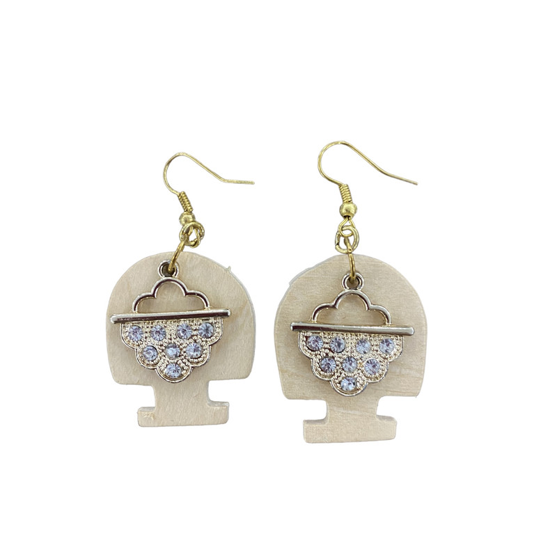 گوشواره دخترانه مدل چوبی طرح درخت