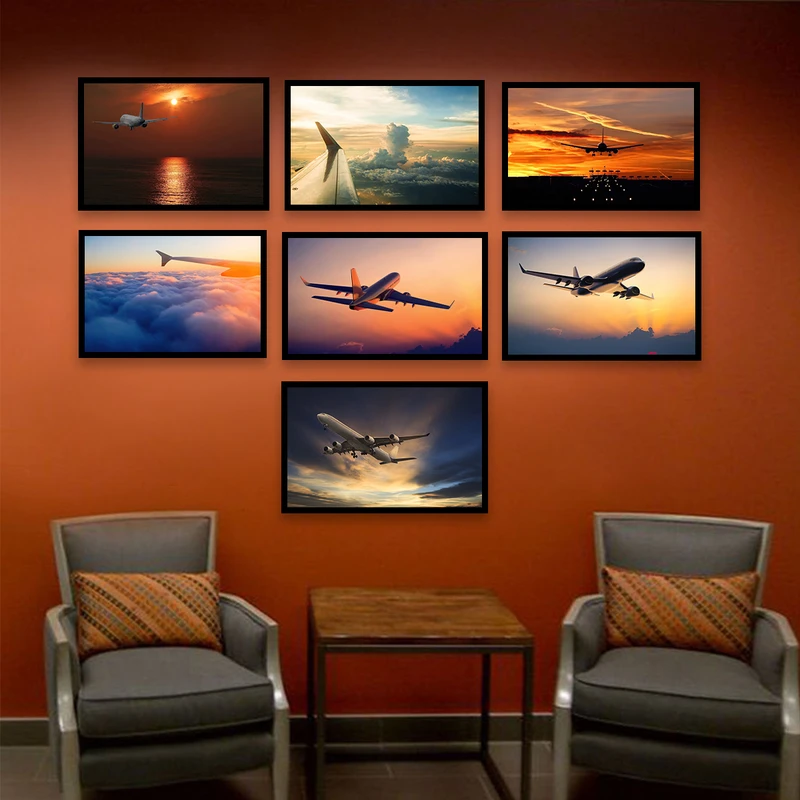 تابلو بکلیت طرح پرواز و هواپیما مدل شاین اکلیلی B-676 مجموعه 7 عددی