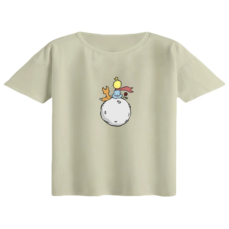 کراپ تی‌شرت آستین کوتاه زنانه مدل شازده کوچولو کد 01