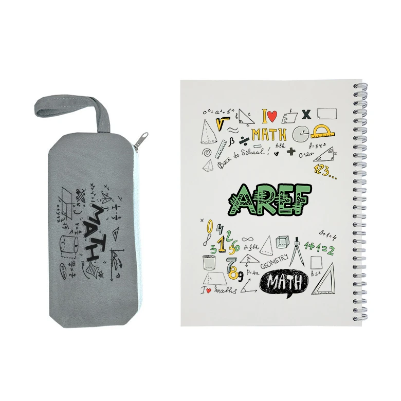 دفتر مشق 50 برگ طرح ریاضی مدل عارف به همراه جامدادی