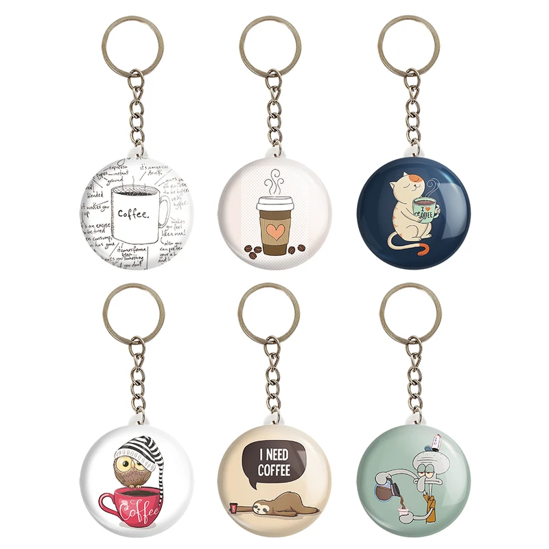 جاکلیدی خندالو مدل قهوه Coffee کد 1335A مجموعه 6 عددی