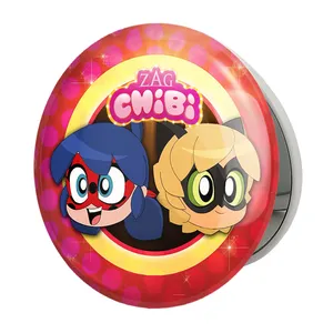 آینه جیبی خندالو طرح پسر گربه ای و دختر کفشدوزکی مدل تاشو کد 25018 