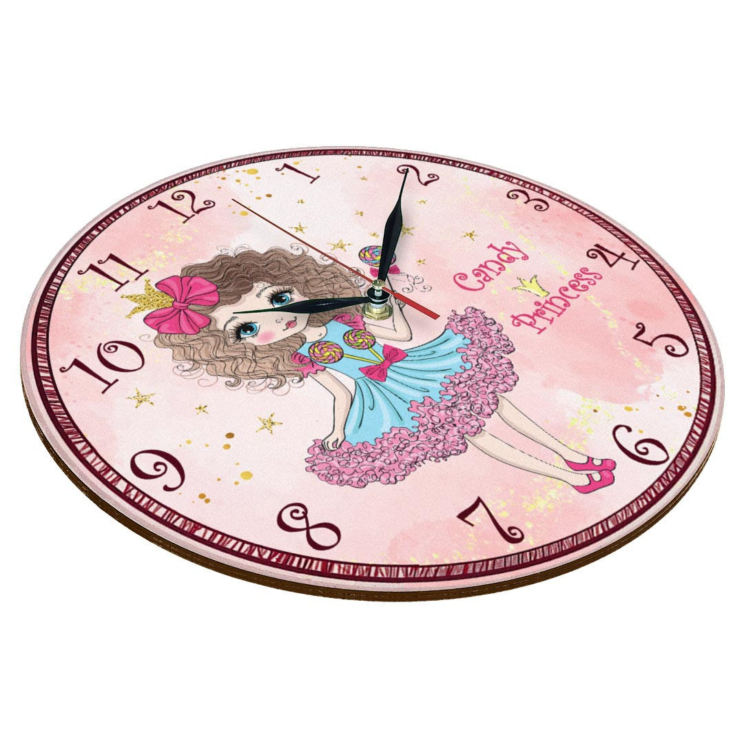 ساعت دیواری کودک طرح دختر آبنباتی کد 1358