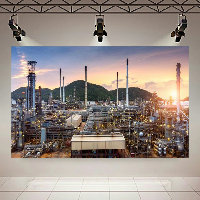 پوستر طرح مخمل غروب پالایشگاه مدل تاسیسات صنعتی کد PD20641