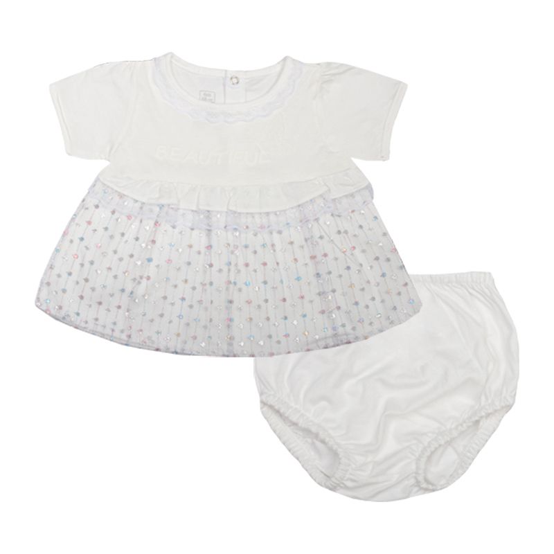ست پیراهن و شورت نوزادی دخترانه آدمک مدل پروانه کد 127400 رنگ سفید -  - 2