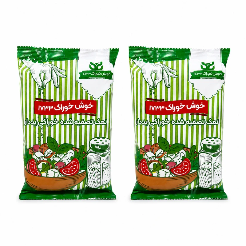 نمک تصفیه شده ید دار خوش خوراک - 1000 گرم بسته ۲ عددی