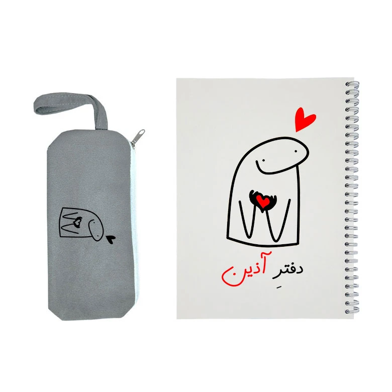 دفتر مشق 50 برگ طرح آذین به همراه جامدادی