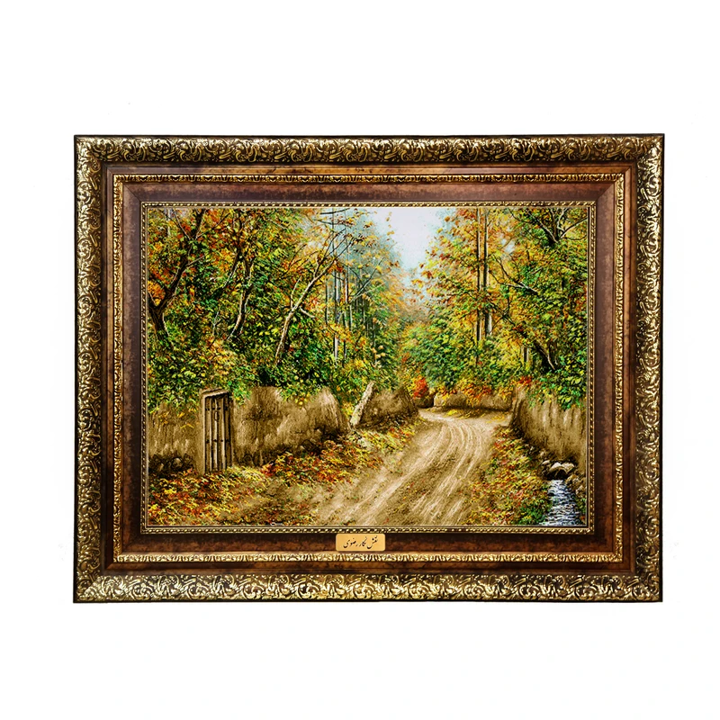 تابلو فرش ماشینی نقش نگار رضوی طرح کوچه باغ کد 1910KH