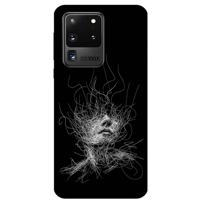 کاور مگافون طرح اسکچ صورت مدل 7423 مناسب برای گوشی موبایل سامسونگ Galaxy S20 Ultra