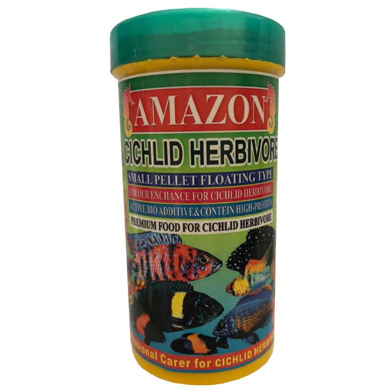 غذای ماهی آکواریوم آمازون مدل cichilid herbivore وزن 120 گرم
