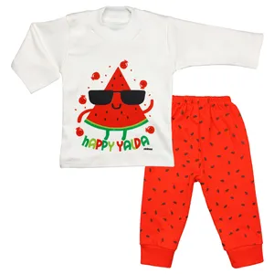 ست تی شرت و شلوار نوزادی مدل هندوانه طرح Happy Yalda کد FF-386
