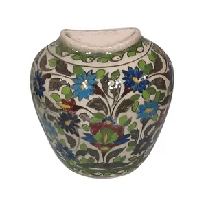 گلدان سفالی مدل دیواری نقاشی زیر لعابی کد P040