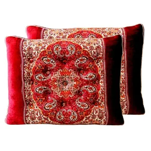 پشتی ترمه مدل شاه نشین طرح خانسالار کد 80080 بسته 2 عددی