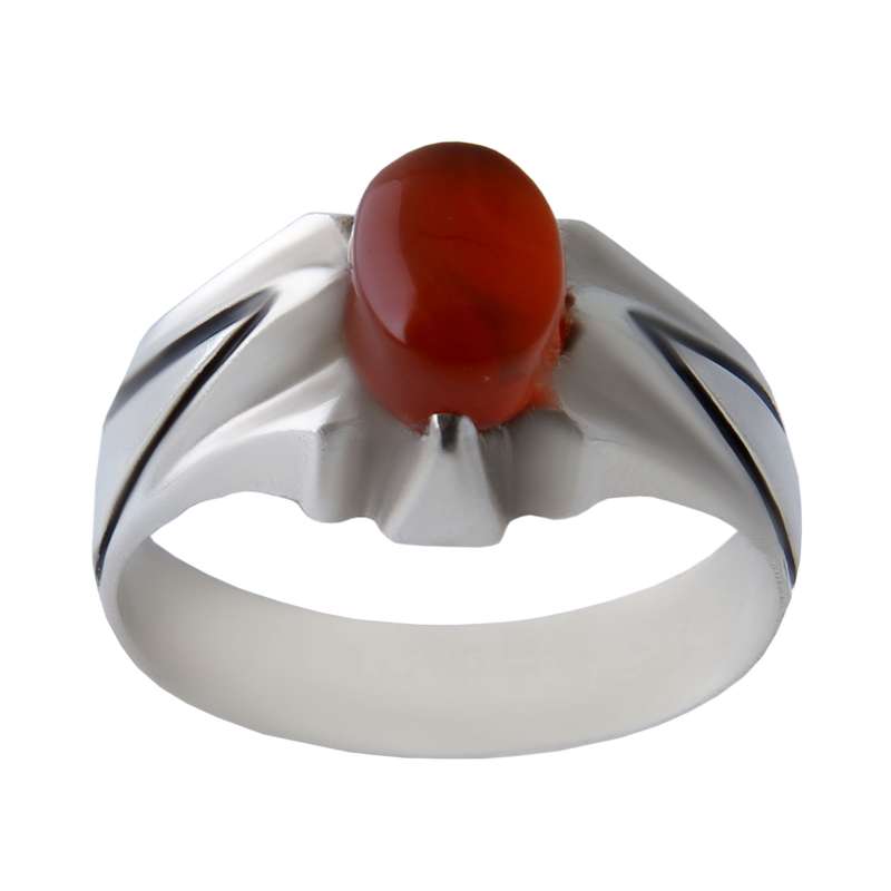 انگشتر نقره مردانه بازرگانی میلادی مدل عقیق اصل کد AM_304