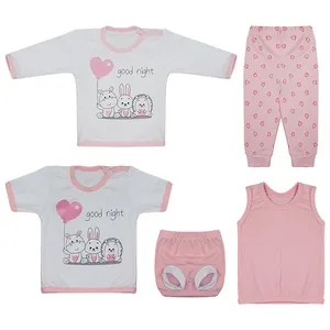 ست 5 تکه لباس نوزادی مدل good night کد 1008