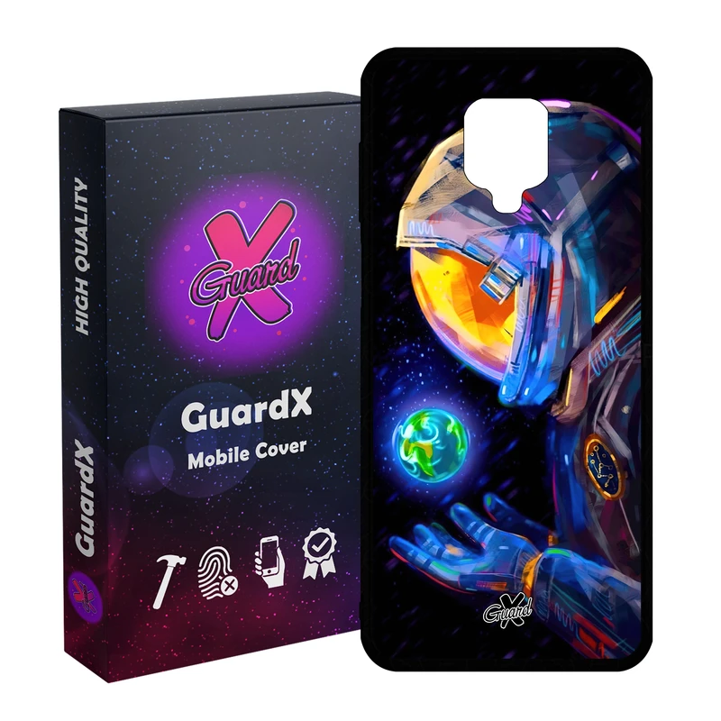 کاور گارد ایکس طرح فضانورد مدل Glass10496 مناسب برای گوشی موبایل شیائومی Redmi Note9 Pro/Note 9 Pro Max/Redmi Note 9S/MI Poco M2 Pro