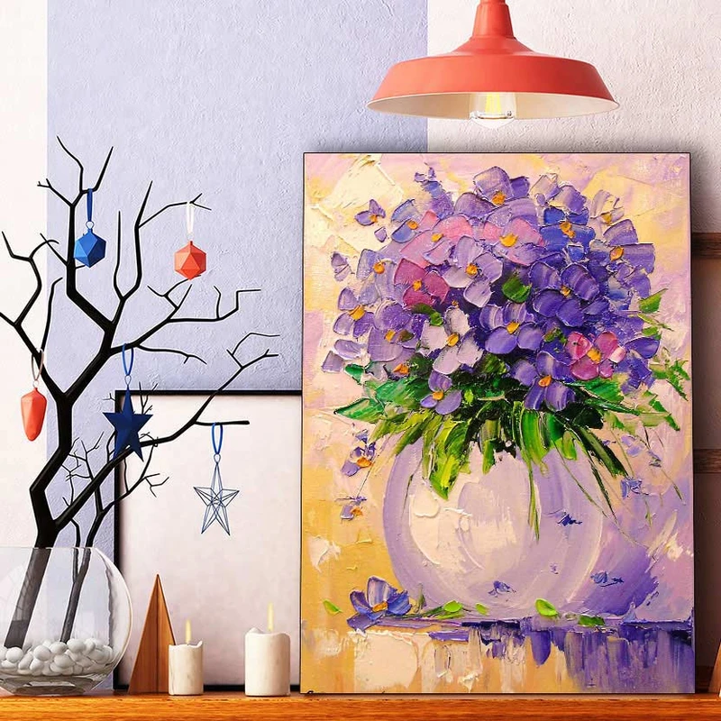 تابلو شاسی گالری استاربوی طرح گل بنفش مدل هنری 565