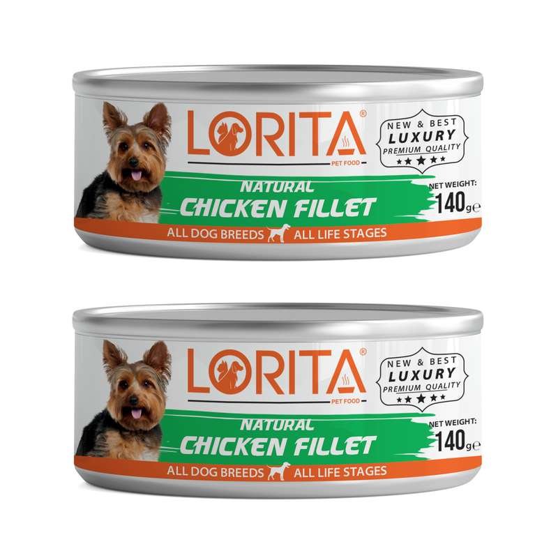 کنسرو غذای سگ لوریتا مدل NATURAL CHICKEN FILLET وزن 140 گرم مجموعه 2 عددی