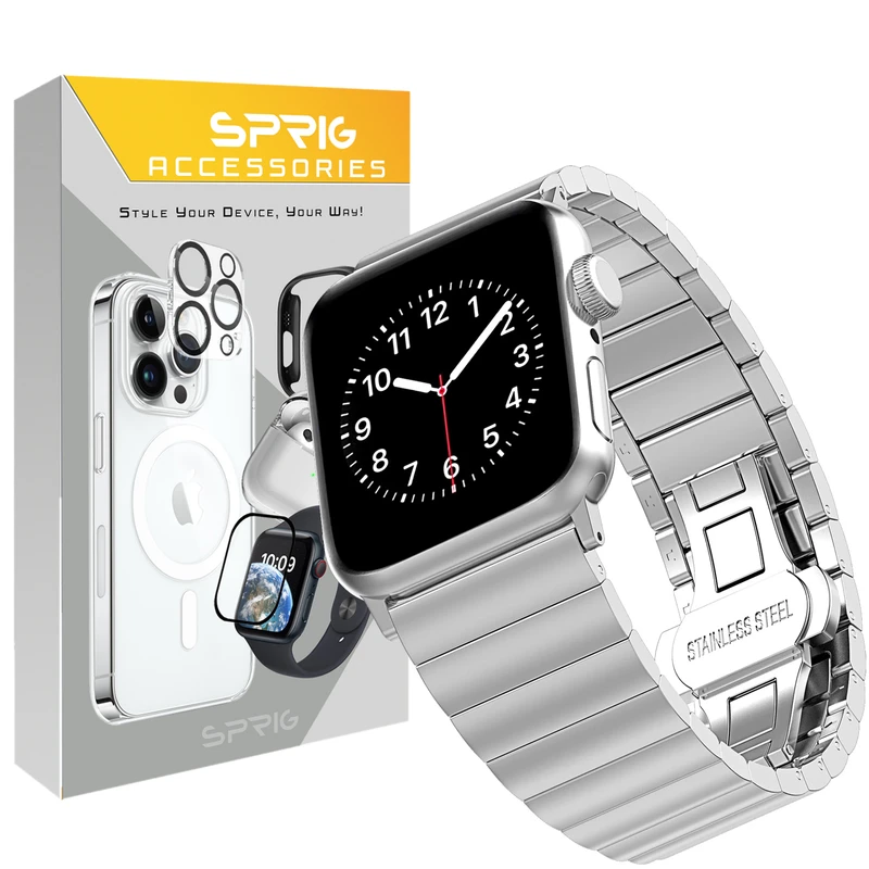 بند اسپریگ مدل Simple Link مناسب برای اپل واچ Series SE 2022 44mm / SE 2021 44mm / Series 4 44mm / Series 5 44mm / Series 6 44mm / SE 44mm