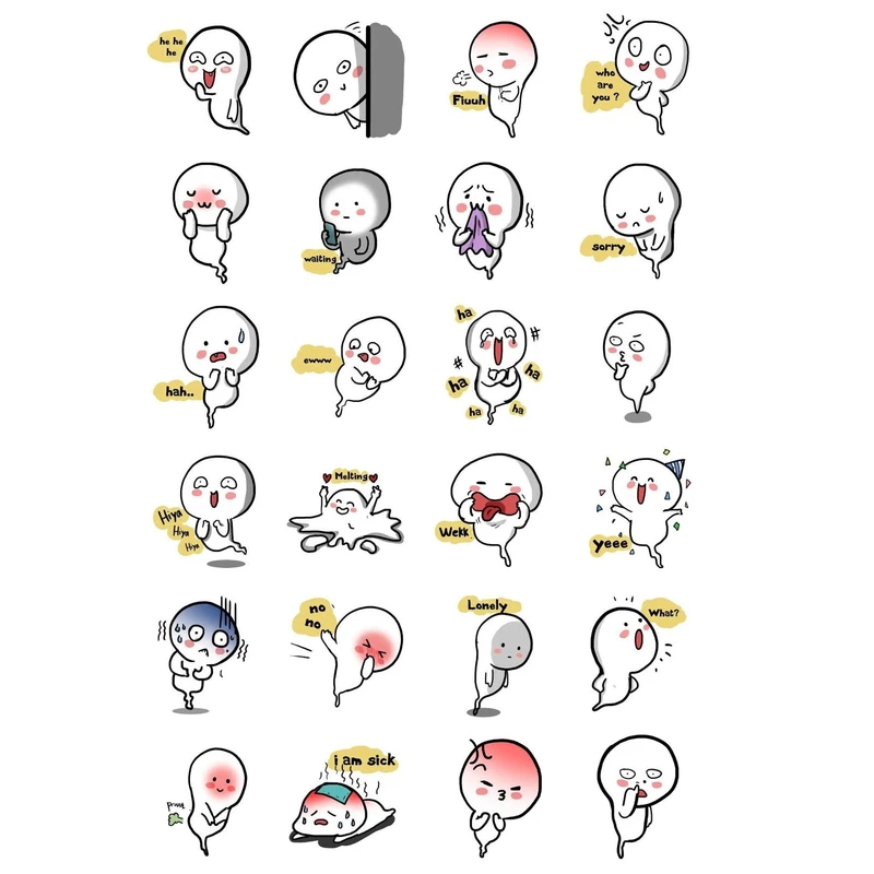 استیکر موبایل و تبلت طرح آدمک کد 393 مجموعه 24 عددی