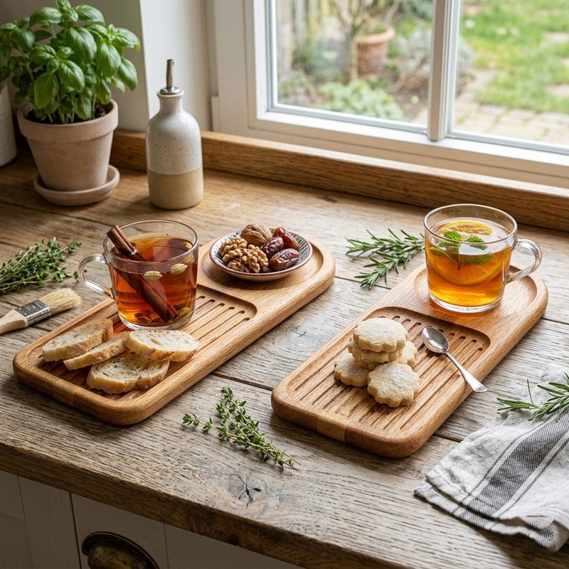 تخته سرو چوبی مدل شیار دار چندمنظوره با محفظه سرو