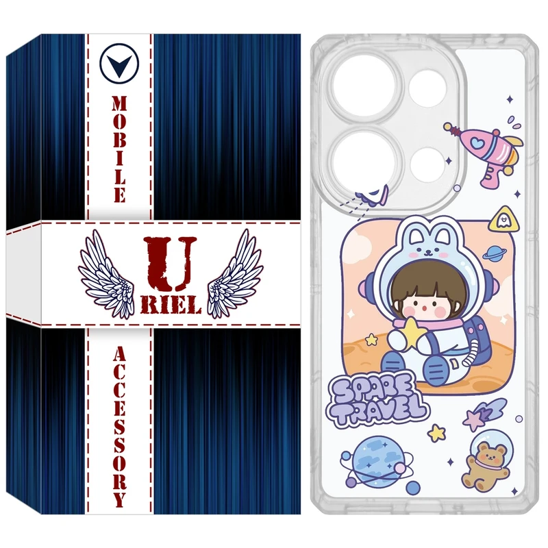 کاور یوریل مدل Clear کد 9 طرح دختر فضانورد مناسب برای گوشی موبایل  شیائومی Redmi Note 14S / Note 13 Pro 4G / Poco M6 Pro 4G