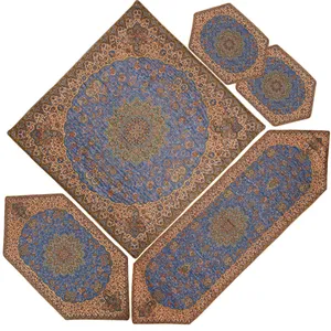 ست 5 تکه رومیزی ترمه طرح شاهپرند کد 003