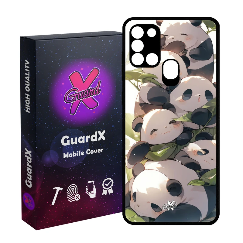 کاور گارد ایکس طرح پاندا مدل Glass10652 مناسب برای گوشی موبایل سامسونگ Galaxy A21s