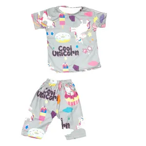 ست تی شرت و شلوارک دخترانه مدل اسب تک شاخ0089