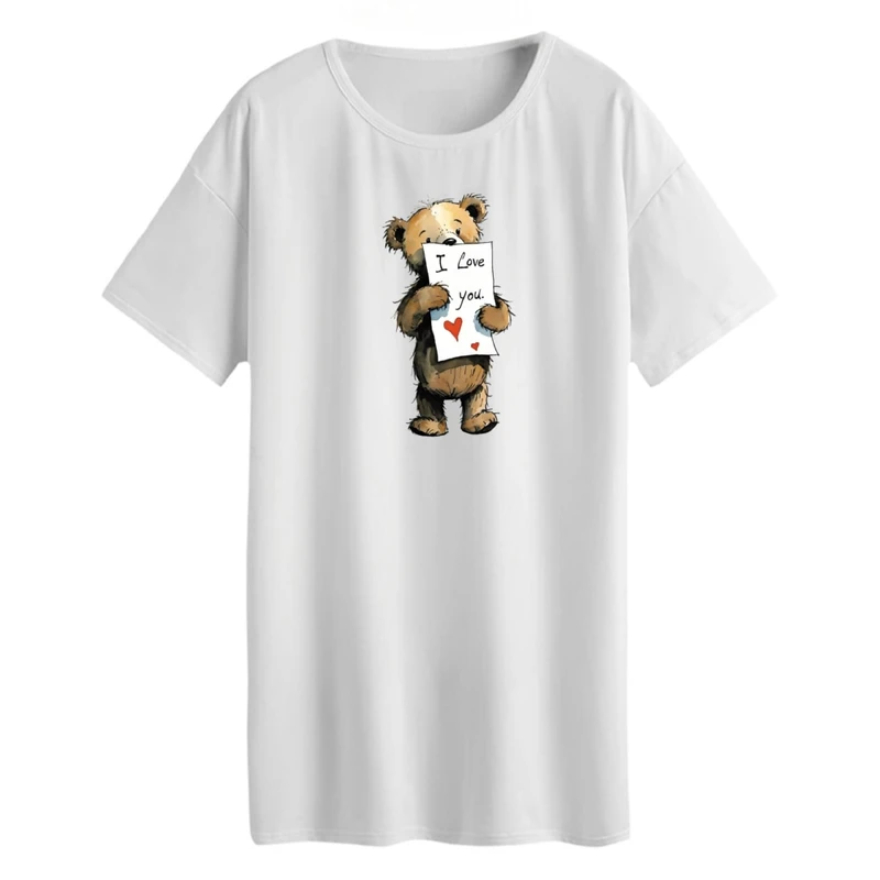 تی شرت لانگ آستین کوتاه زنانه مدل تدی عاشق