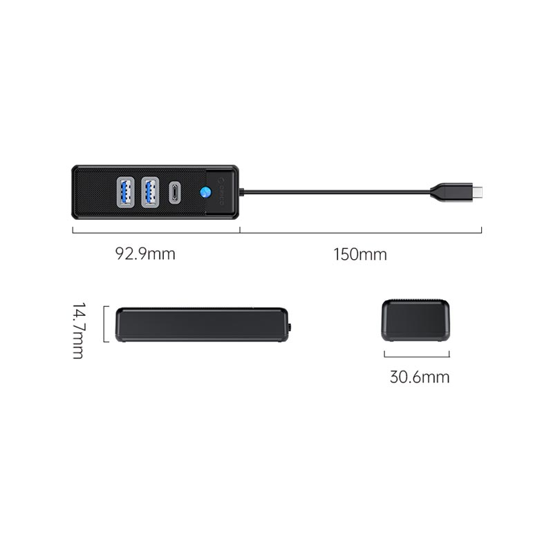 هاب 3 پورت USB-C اوریکو مدل PWC2U-C3