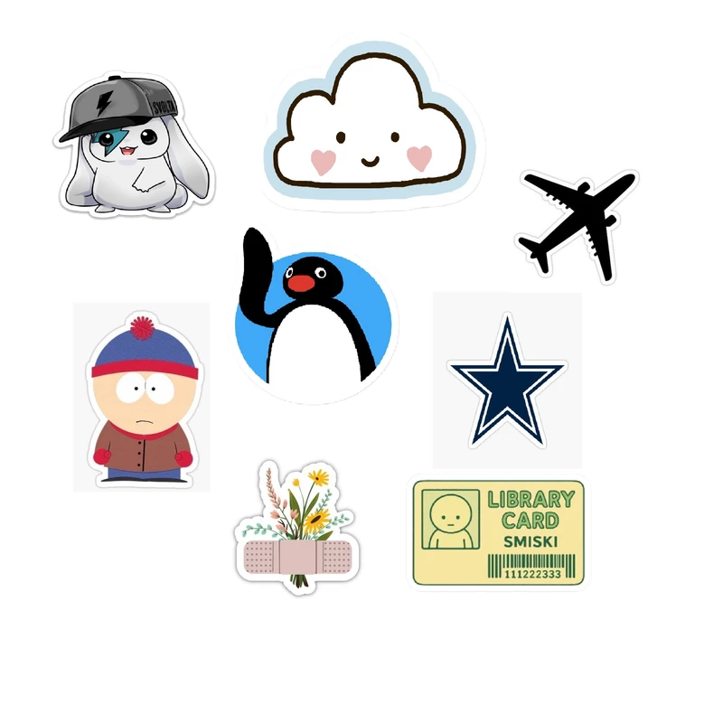 استیکر لپ تاپ طرح ابر و هواپیما کد 897 مجموعه 8 عددی