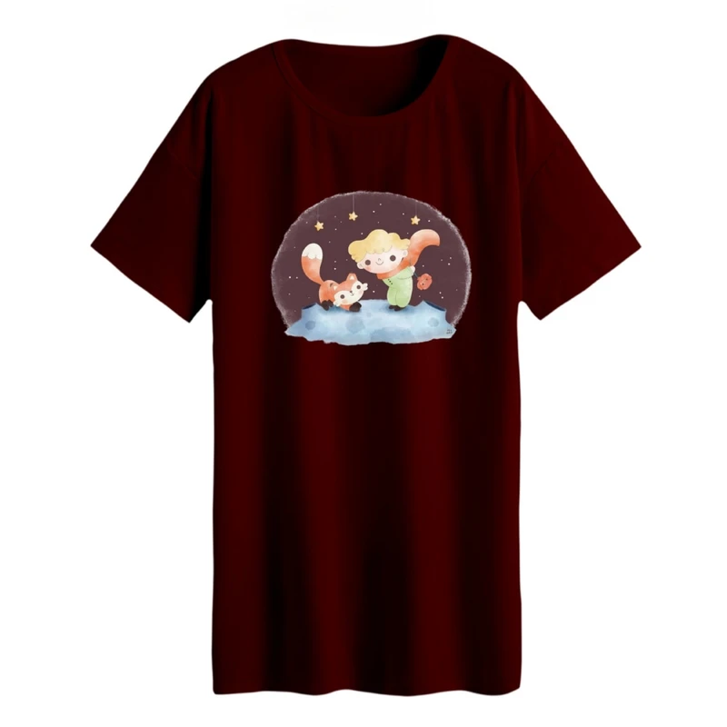 تی شرت لانگ زنانه مدل شازده کوچولو شب