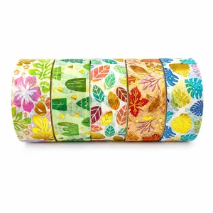 چسب کاغذی مدل واشی طلاکوب فانتزی عرض1.5 سانتی متر بسته 5 عددی 