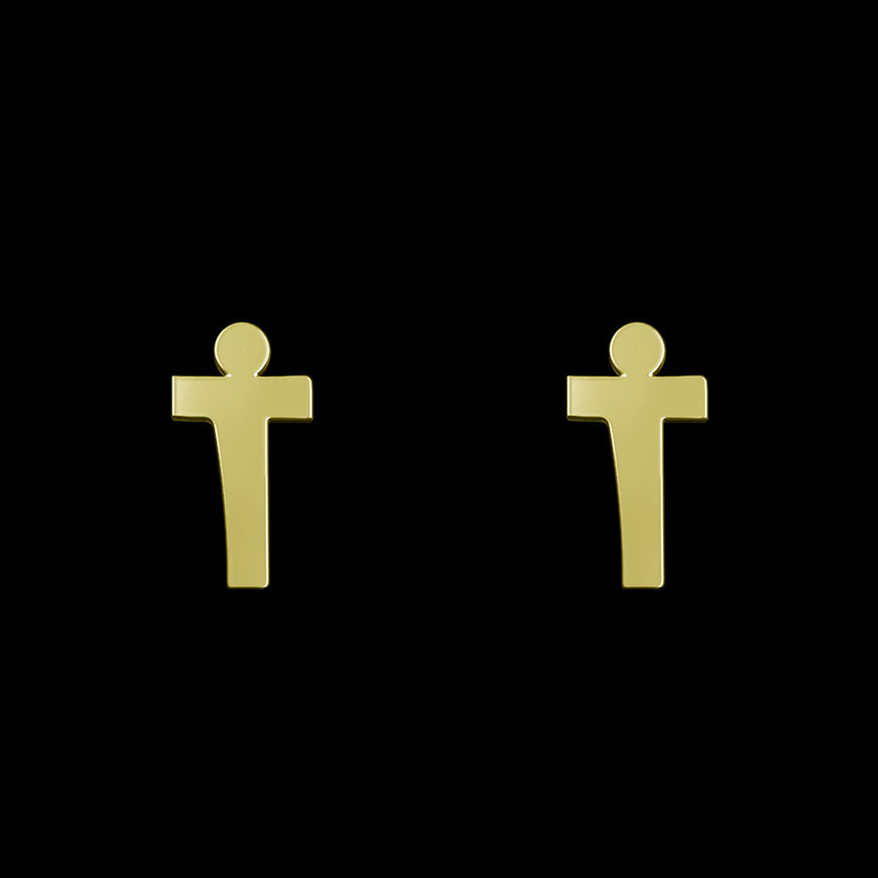 گوشواره طلا 18 عیار زنانه مدوپد مدل حرف T کد GA1-16646