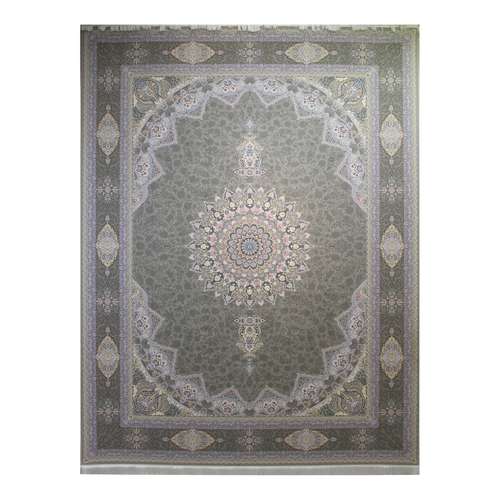 فرش ماشینی 1500 شانه زمینه و حاشیه نقره ای مدل آلتون سیلور
